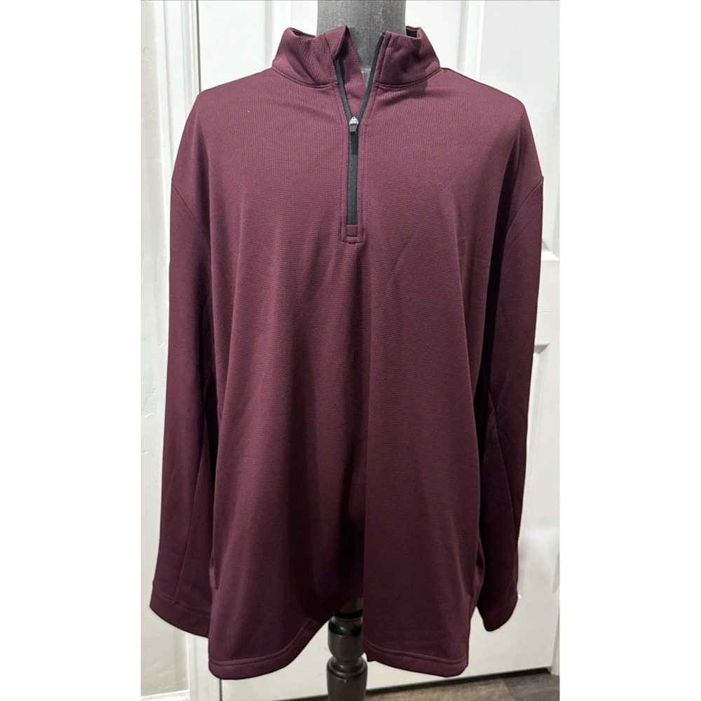 Ben Hogan Mens Burgundy Long Sleeve Micro Jacquard 1/4 Zip Golf Shirt- 3XL New